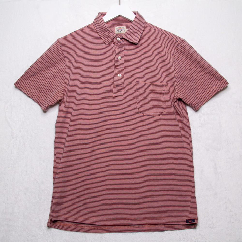 Faherty Striped Short Sleeve Cotton Polo Shirt Pocket Vineyard Vines J Crew Sz S